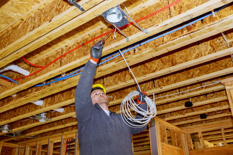 Electrician Working on Wiring